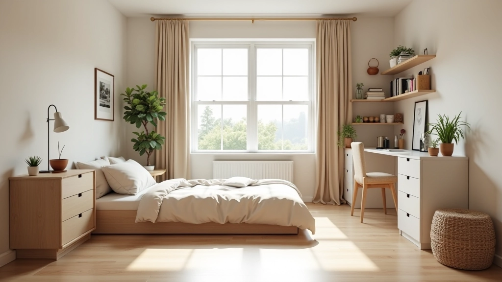 Before and after bedroom organization showing decluttered space with visible floor, minimal furniture, and organized storage solutions